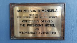 Commemorative plaque at the entrance, The President Hotel